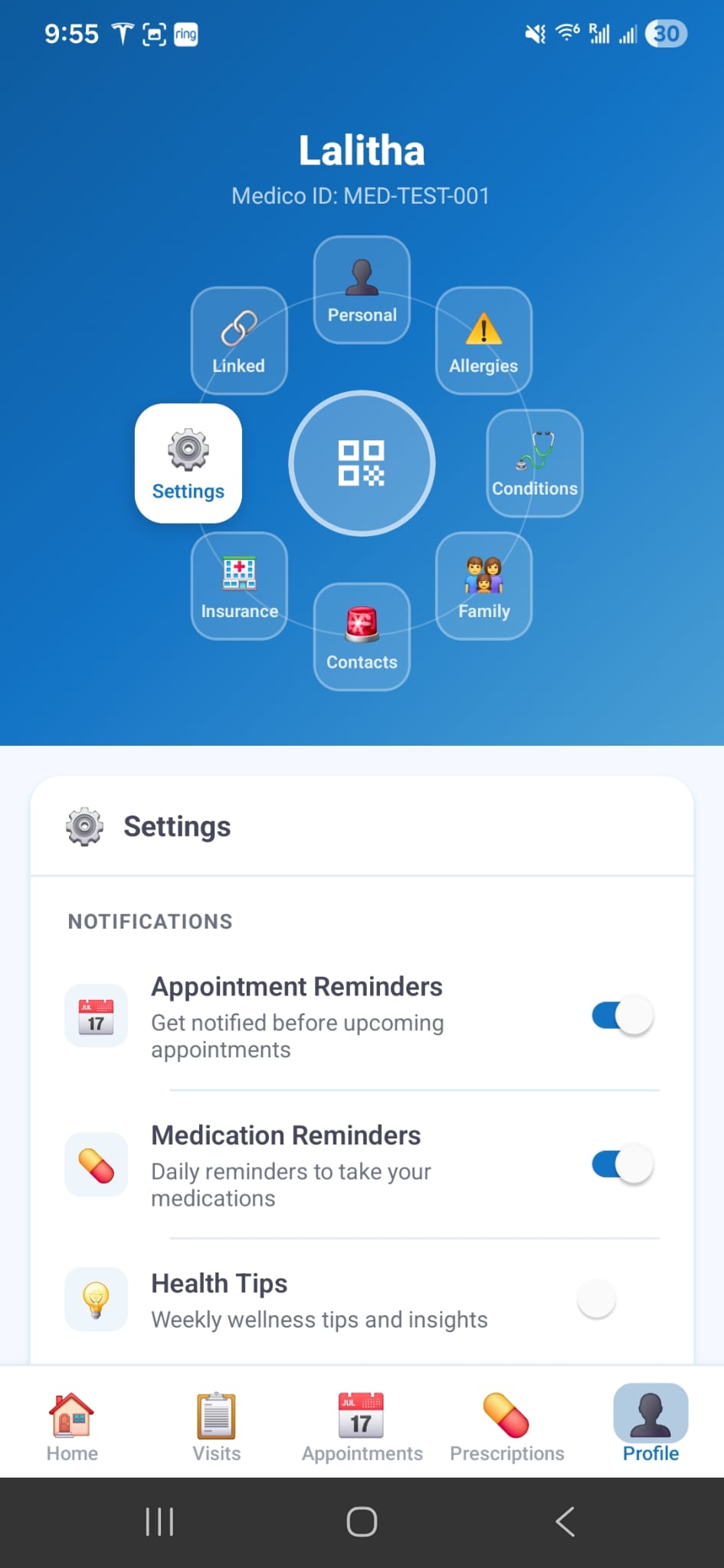 Medico app screen